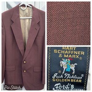 Hart Schaffner Marx Men's 42XL Jack‎ Nicklaus Golden Bear Maroon Sport Coat